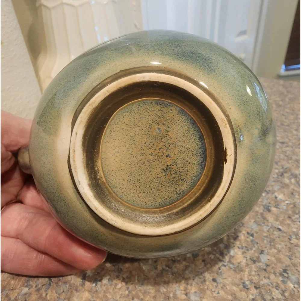 Stoneware Sango Nova Style Blue Green Brown Coffee Creamer Pitcher‎ 1.5 Cups